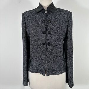 St. John Collection By Marie Gray Size 10 Jacket Dark Gray Full Zip Leather